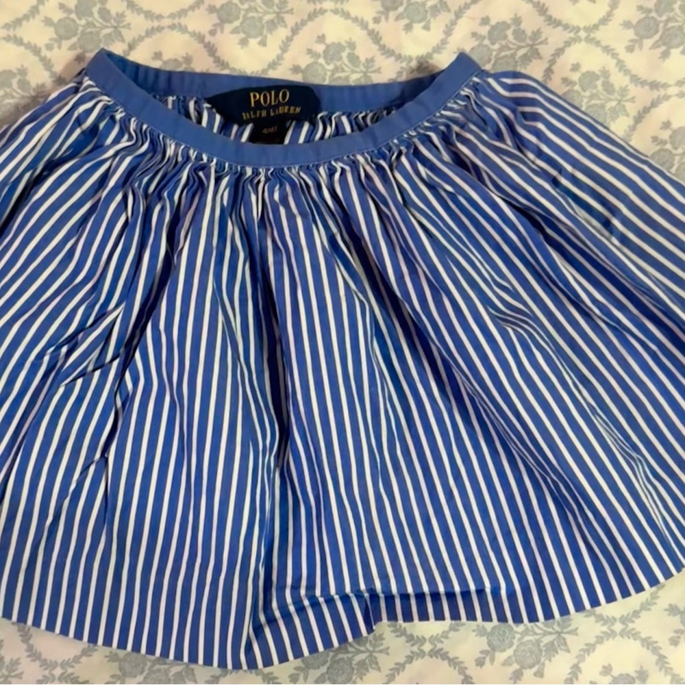 Cute Polo Ralph Lauren summer mini skirt blue with white stripes 4t 100% cotton